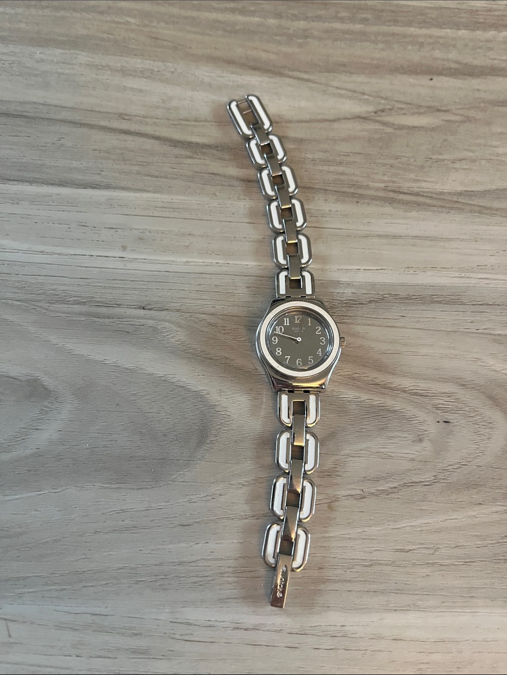 Silver Link Bracelet Watch with Black Dial